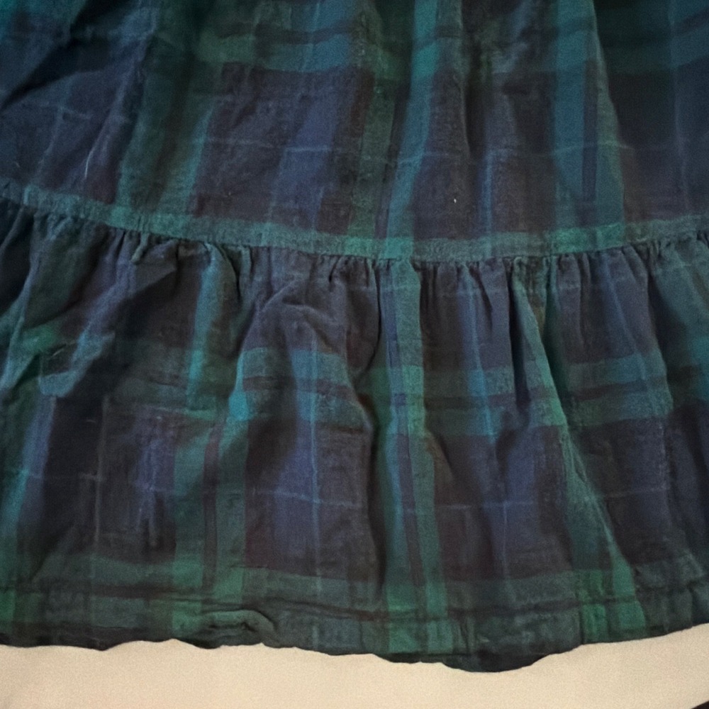 Old Navy Girls L 10/12 Blackwatch Tartan Plaid Blue Tiered Dress Long Sleeve - Picture 3 of 11